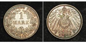 1 Mark Impero tedesco (1871-1918) Argento Wilhelm II, German Emperor (1859-1941)