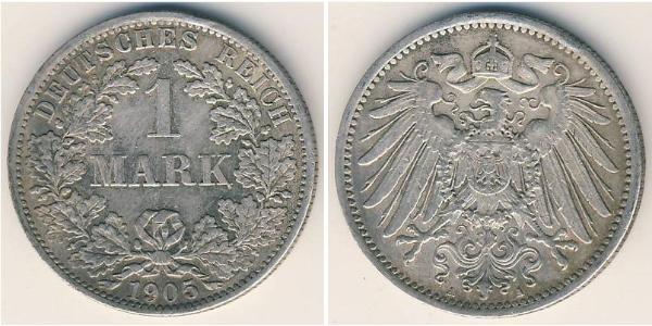 1 Mark Impero tedesco (1871-1918) Argento Wilhelm II, German Emperor (1859-1941)