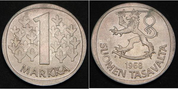1 Mark Finland (1917 - ) Copper/Nickel 