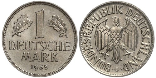 1 Mark Alemania Occidental (1949-1990) Níquel/Cobre 