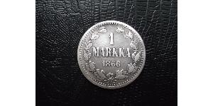 1 Mark Gran Ducado de Finlandia (1809 - 1917) Plata Alejandro II (1818-1881)