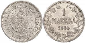 1 Mark Gran Ducado de Finlandia (1809 - 1917) Plata Alejandro II (1818-1881)