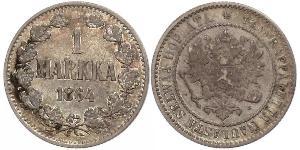 1 Mark Gran Ducado de Finlandia (1809 - 1917) Plata Alejandro II (1818-1881)