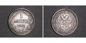 1 Mark Gran Ducado de Finlandia (1809 - 1917) Plata Alejandro II (1818-1881)