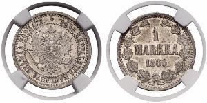 1 Mark Gran Ducado de Finlandia (1809 - 1917) Plata Alejandro II (1818-1881)