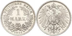 1 Mark Imperio alemán (1871-1918) Plata Wilhelm II, German Emperor (1859-1941)