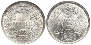 1 Mark Imperio alemán (1871-1918) Plata Wilhelm II, German Emperor (1859-1941)