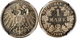 1 Mark Imperio alemán (1871-1918) Plata Wilhelm II, German Emperor (1859-1941)