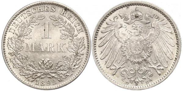 1 Mark Imperio alemán (1871-1918) Plata Wilhelm II, German Emperor (1859-1941)