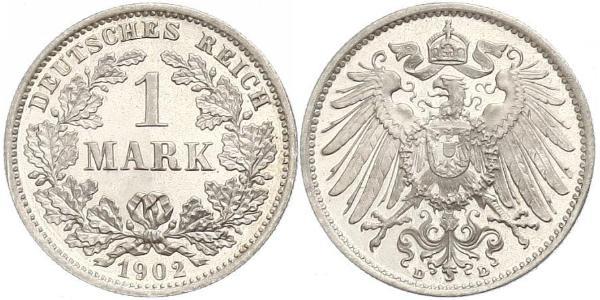 1 Mark Imperio alemán (1871-1918) Plata Wilhelm II, German Emperor (1859-1941)