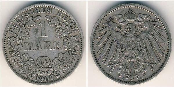 1 Mark Imperio alemán (1871-1918) Plata Wilhelm II, German Emperor (1859-1941)