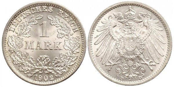 1 Mark Imperio alemán (1871-1918) Plata Wilhelm II, German Emperor (1859-1941)