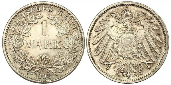 1 Mark Imperio alemán (1871-1918) Plata Wilhelm II, German Emperor (1859-1941)