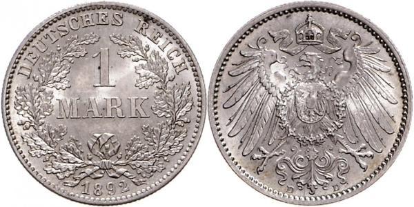 1 Mark Imperio alemán (1871-1918) Plata Wilhelm II, German Emperor (1859-1941)