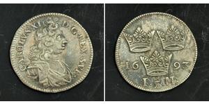 1 Mark Suecia Plata Carlos XI de Suecia (1655-1697)