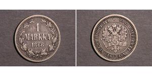 1 Mark Großfürstentum Finnland (1809 - 1917) Silber Alexander II (1818-1881)