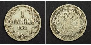 1 Mark Großfürstentum Finnland (1809 - 1917) Silber Alexander II (1818-1881)