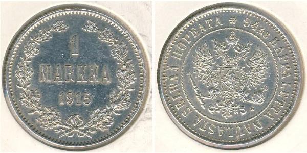1 Mark Großfürstentum Finnland (1809 - 1917) Silber Nikolaus II (1868-1918)