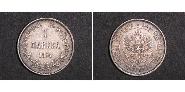 1 Mark Großfürstentum Finnland (1809 - 1917) Silber Nikolaus II (1868-1918)