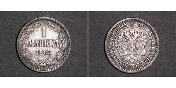 1 Mark Großfürstentum Finnland (1809 - 1917) Silber Alexander II (1818-1881)