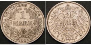 1 Mark German Empire (1871-1918) Silver Wilhelm II, German Emperor (1859-1941)