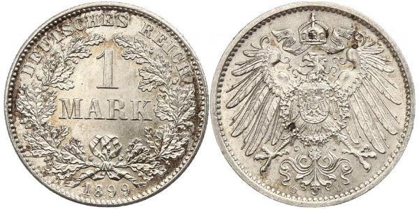 1 Mark German Empire (1871-1918) Silver Wilhelm II, German Emperor (1859-1941)