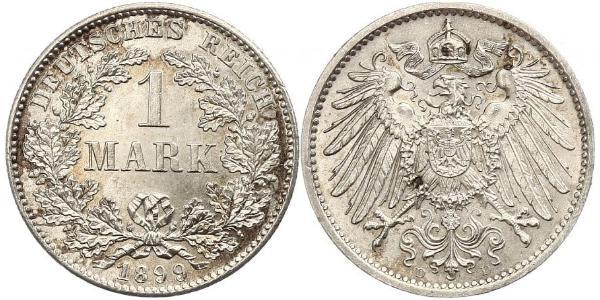 1 Mark German Empire (1871-1918) Silver Wilhelm II, German Emperor (1859-1941)