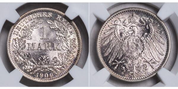 1 Mark German Empire (1871-1918) Silver Wilhelm II, German Emperor (1859-1941)