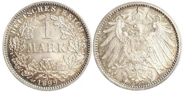 1 Mark German Empire (1871-1918) Silver Wilhelm II, German Emperor (1859-1941)