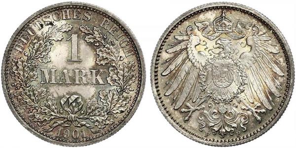 1 Mark German Empire (1871-1918) Silver Wilhelm II, German Emperor (1859-1941)