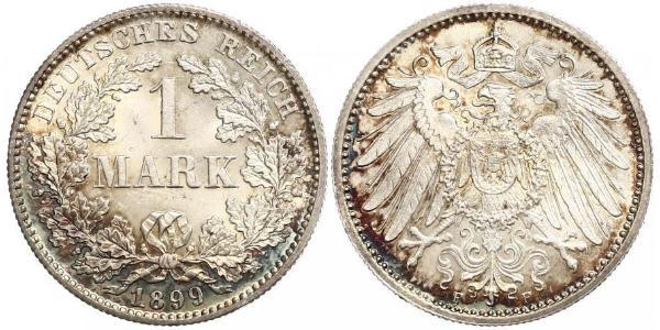 1 Mark German Empire (1871-1918) Silver Wilhelm II, German Emperor (1859-1941)