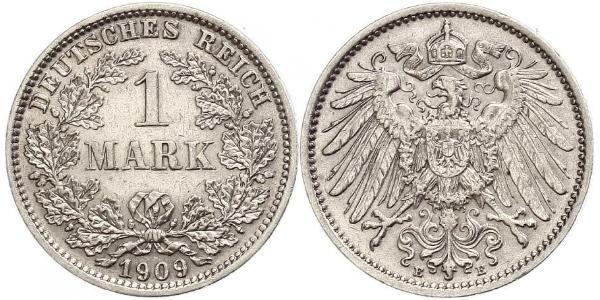 1 Mark German Empire (1871-1918) Silver Wilhelm II, German Emperor (1859-1941)