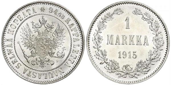 1 Mark Grand Duchy of Finland (1809 - 1917) Silver Nicholas II (1868-1918)