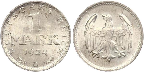 1 Mark Weimar Republic (1918-1933) Silver 