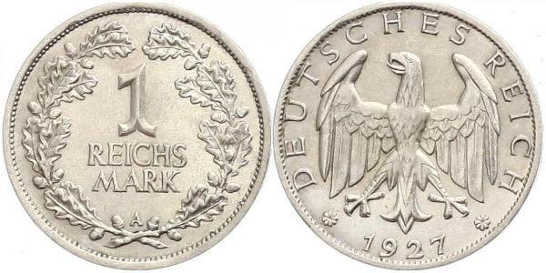 1 Mark Weimar Republic (1918-1933) Silver 