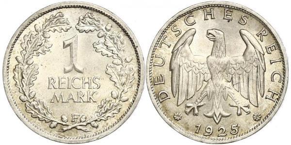 1 Mark Weimar Republic (1918-1933) Silver 
