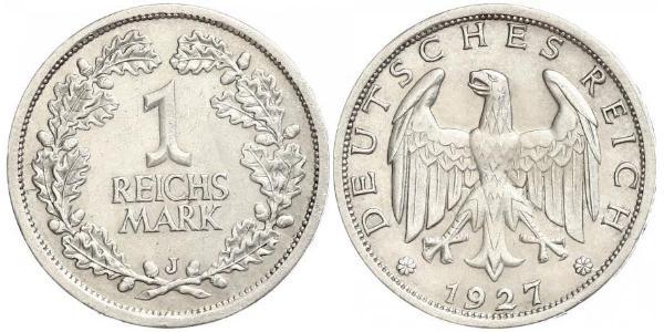 1 Mark Weimar Republic (1918-1933) Silver 