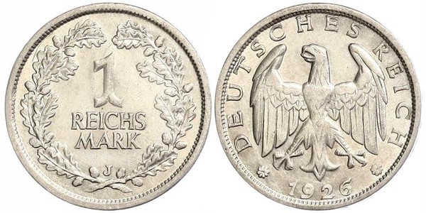 1 Mark Weimar Republic (1918-1933) Silver 