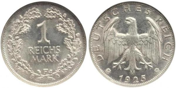 1 Mark Weimar Republic (1918-1933) Silver 