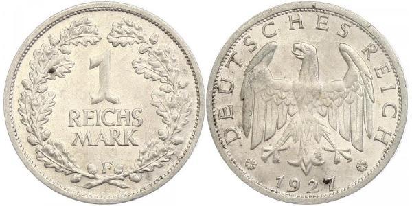 1 Mark Weimar Republic (1918-1933) Silver 