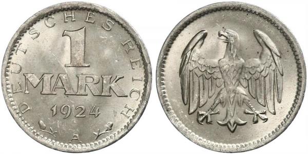 1 Mark Weimar Republic (1918-1933) Silver 