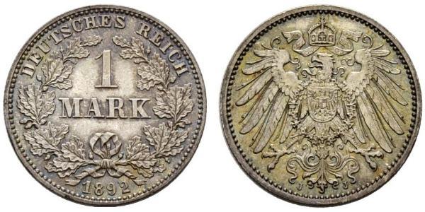 1 Mark 德意志帝國 (1871 - 1918) 銀 威廉二世 (德国)