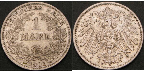 1 Mark 德意志帝國 (1871 - 1918) 銀 威廉二世 (德国)