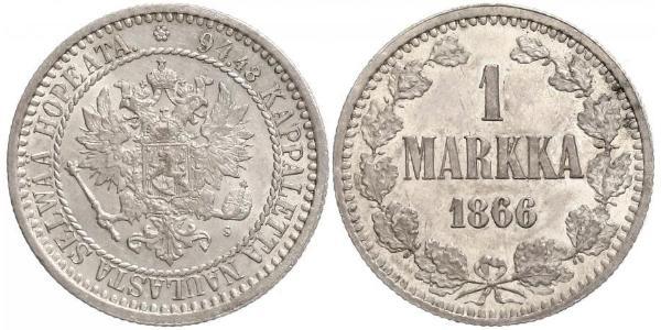 1 Mark 芬兰大公国 (1809 - 1917) 銀 亚历山大二世 (俄国) (1818-1881)