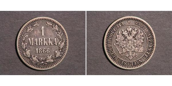 1 Mark 芬兰大公国 (1809 - 1917) 銀 亚历山大二世 (俄国) (1818-1881)