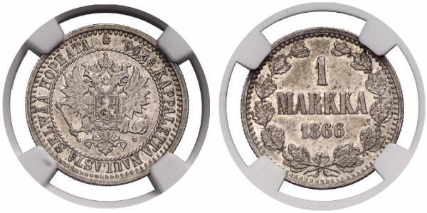 1 Mark 芬兰大公国 (1809 - 1917) 銀 亚历山大二世 (俄国) (1818-1881)