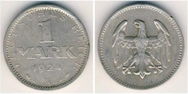 1 Mark 魏瑪共和國 (1919 - 1933) 銀 