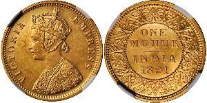 1 Mohur British Raj (1858-1947) Gold Victoria (1819 - 1901)