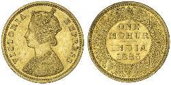 1 Mohur Raj Britannico (1858-1947) Oro Vittoria (1819 - 1901)