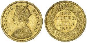 1 Mohur Raj Britannico (1858-1947) Oro Vittoria (1819 - 1901)